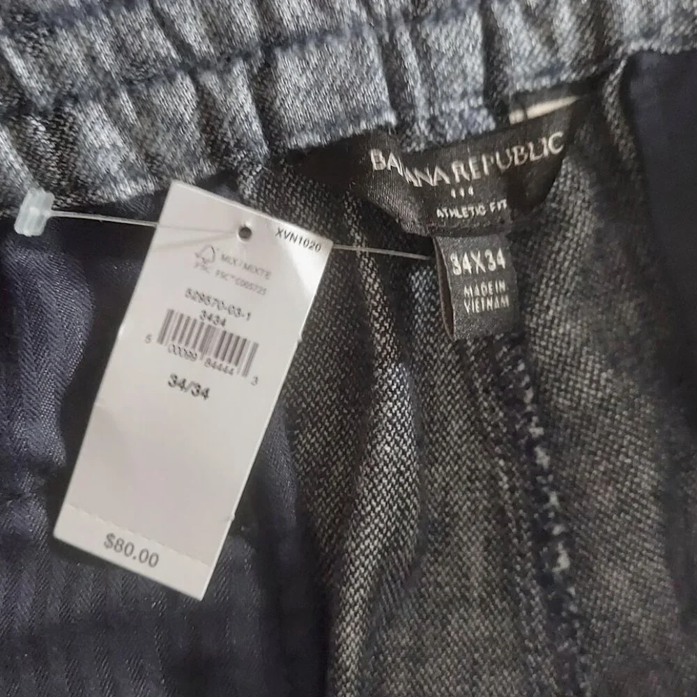 Banana Republic Slim Fit Linen Blend Trousers Pants Blue Mens 34